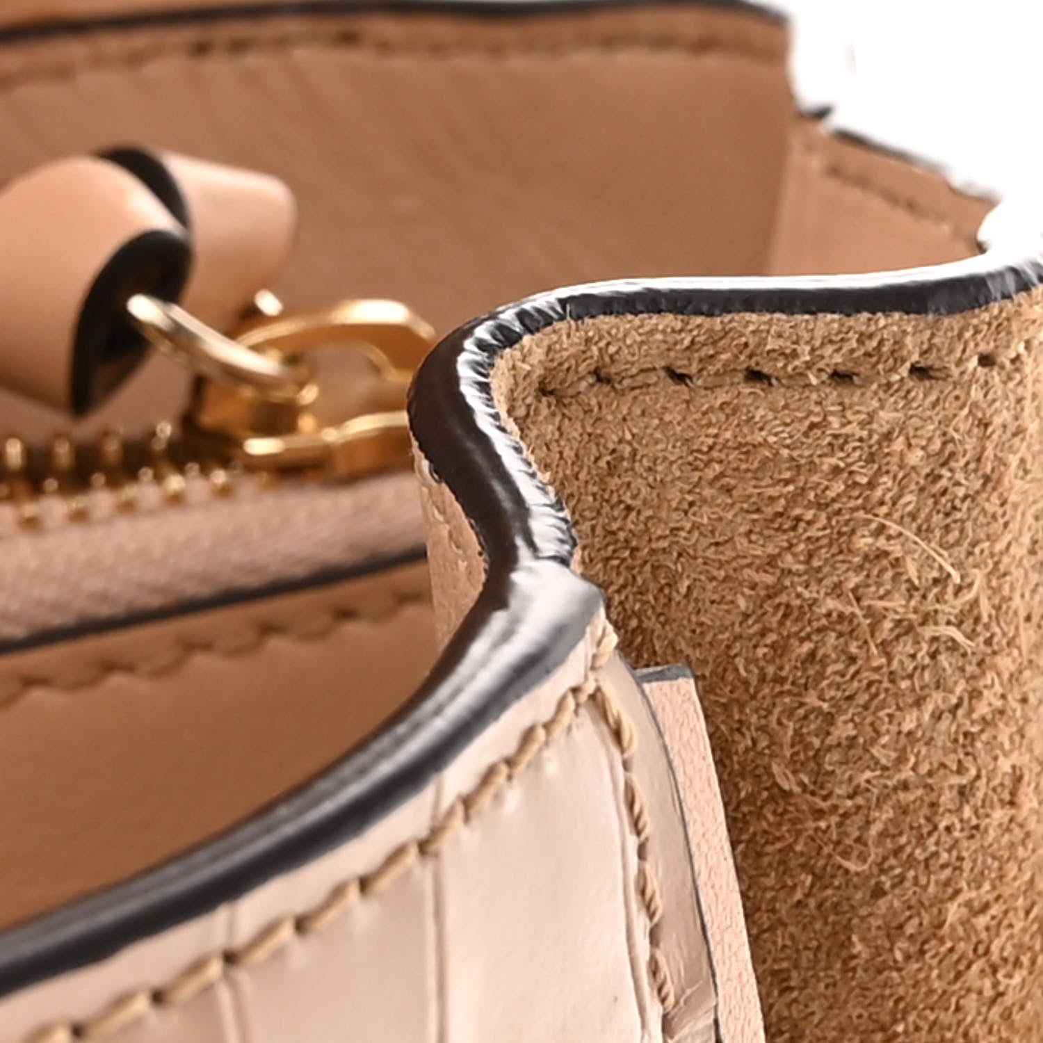 Chloe Calfskin Crocodile Embossed Small Faye Day Shoulder Bag Beige 13 of 13