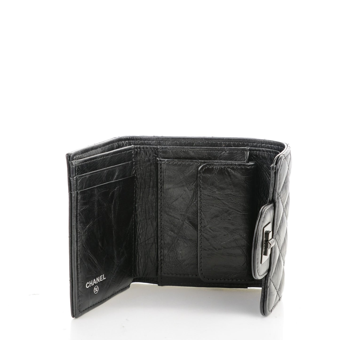 Aged Calfskin Quilted Reissue Compact Wallet Black