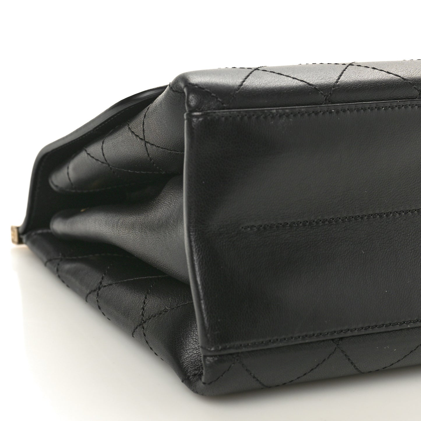 Lambskin Stitched Medium Coco Luxe Handle Flap Black