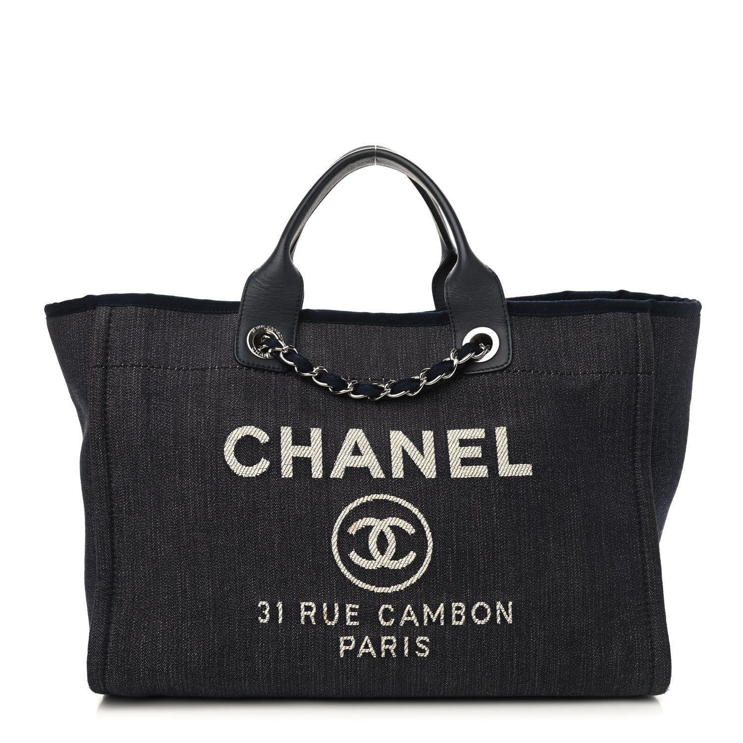 Chanel Denim Large Deauville Tote Dark Blue 1 of 10
