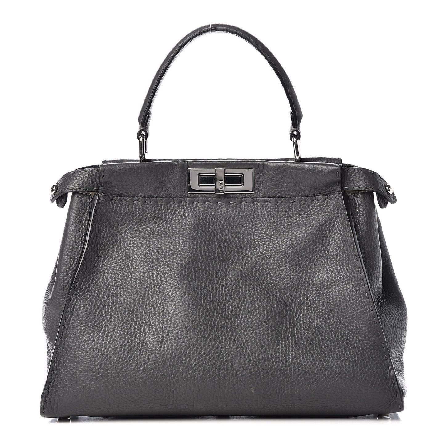 Cuoio Romano Selleria Bi-Color Medium Peekaboo Iconic Satchel Asfalto Latte