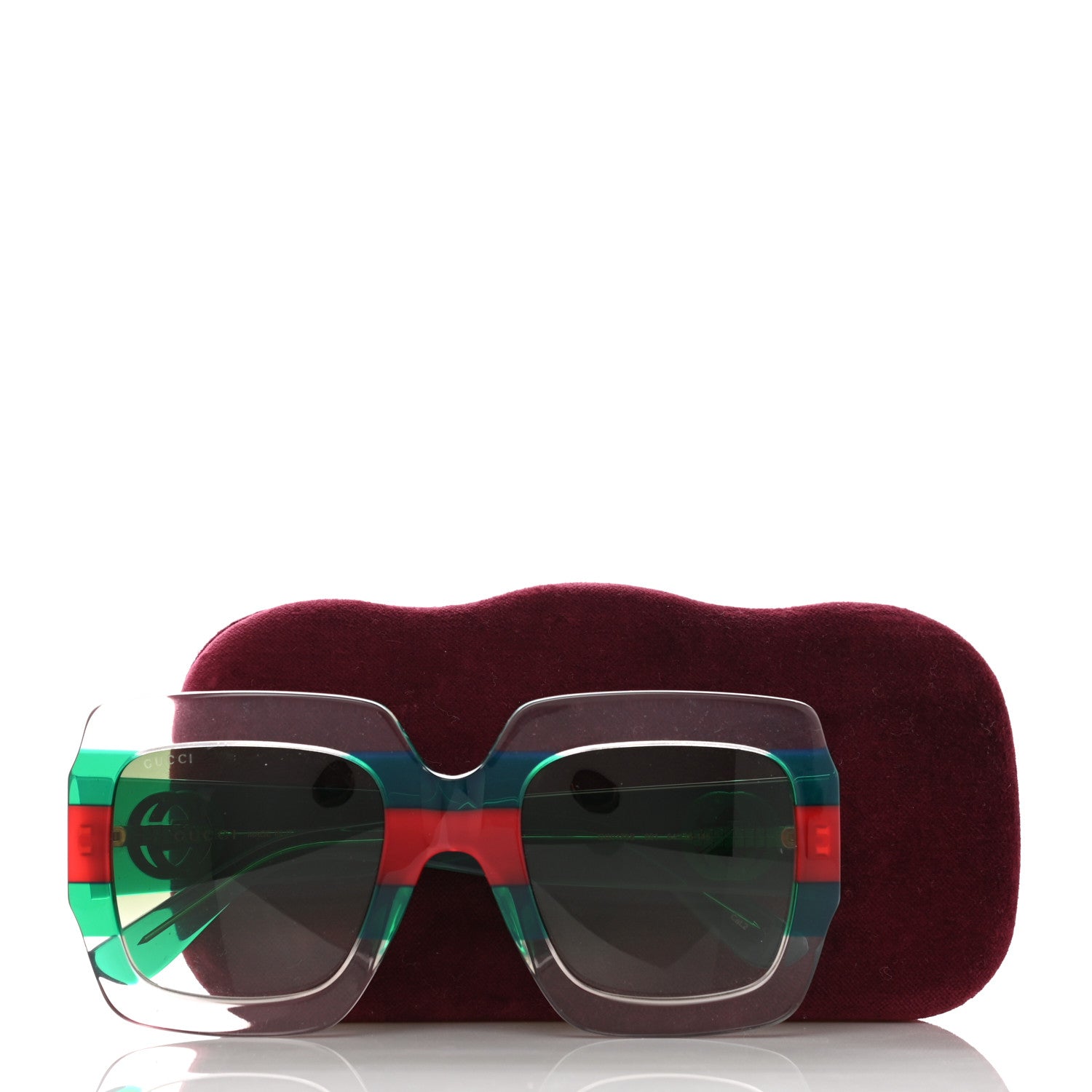 Gucci Square Web Frame GG0178S Sunglasses Green Red 8 of 8