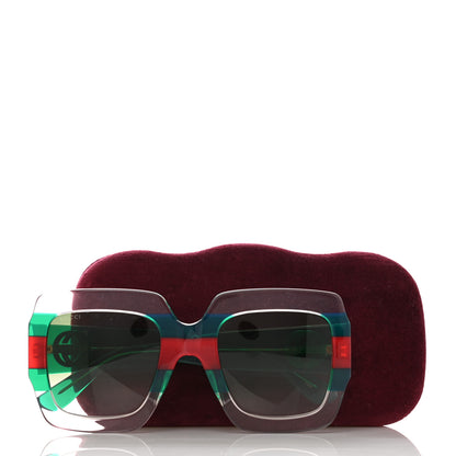 Gucci Square Web Frame GG0178S Sunglasses Green Red 8 of 8