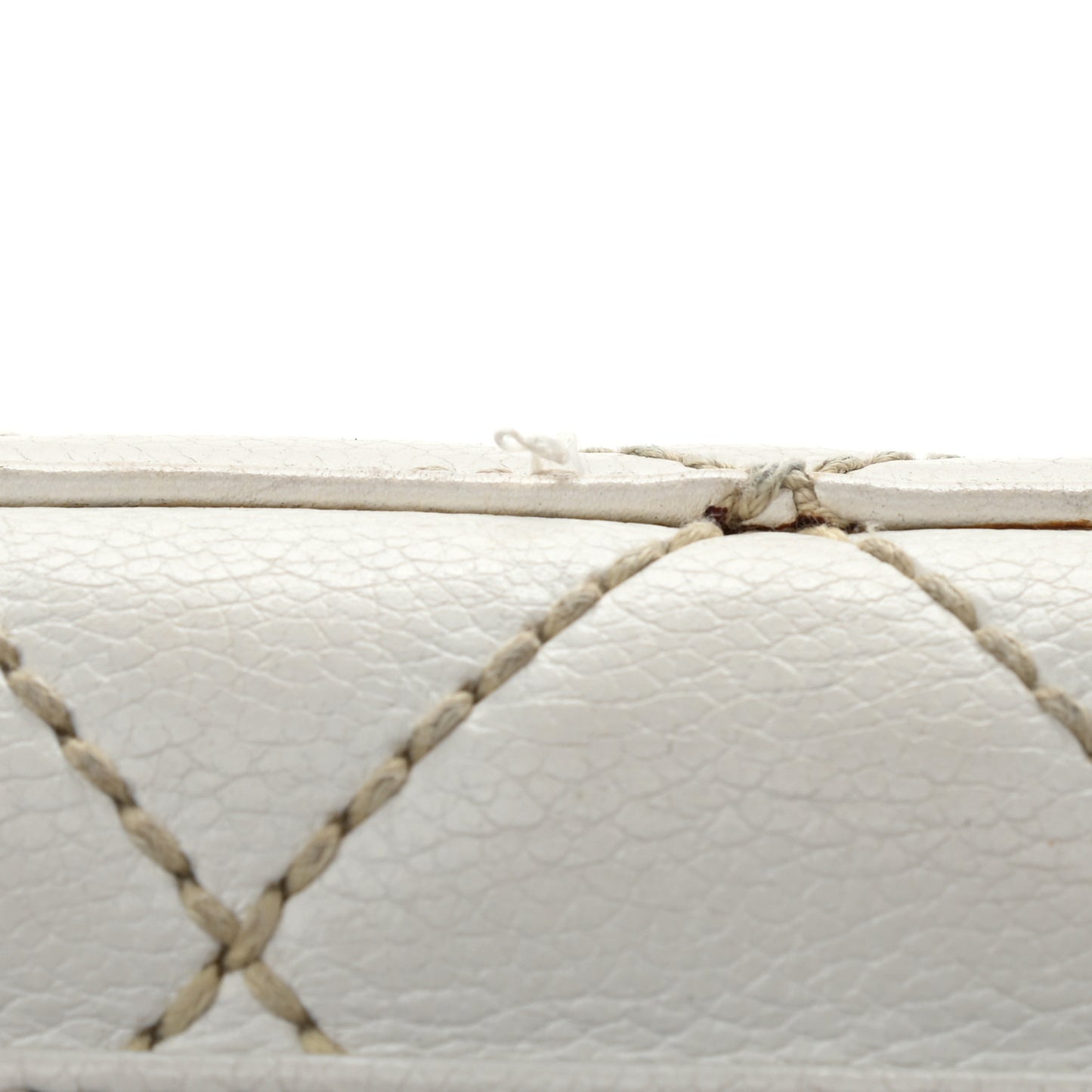 Calfskin Wild Stitch Top Handle Bag White