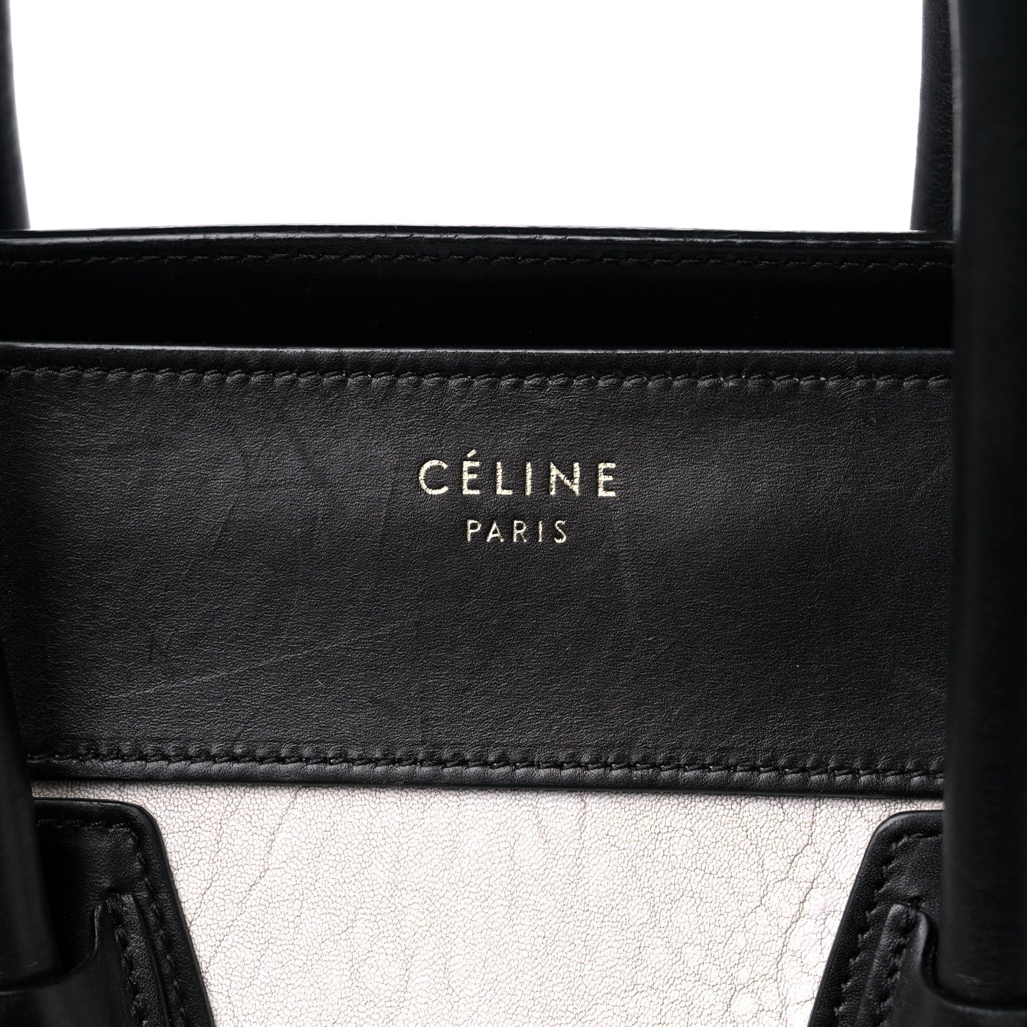 Celine Elephant Calfskin Mini Bi-Color Luggage Black White 6 of 19