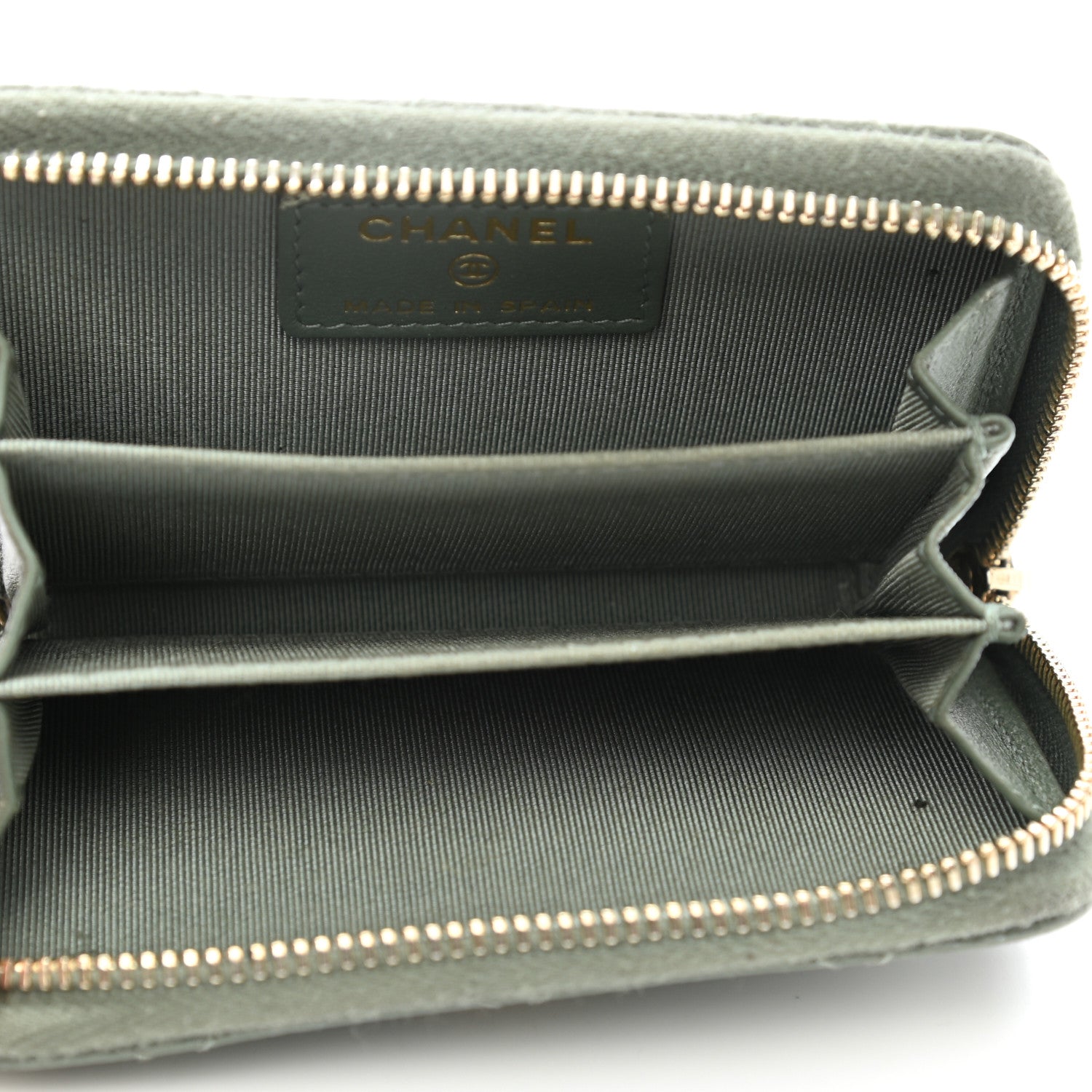 Chanel Iridescent Caviar Quilted Zip Coin Purse Green 5 of 11