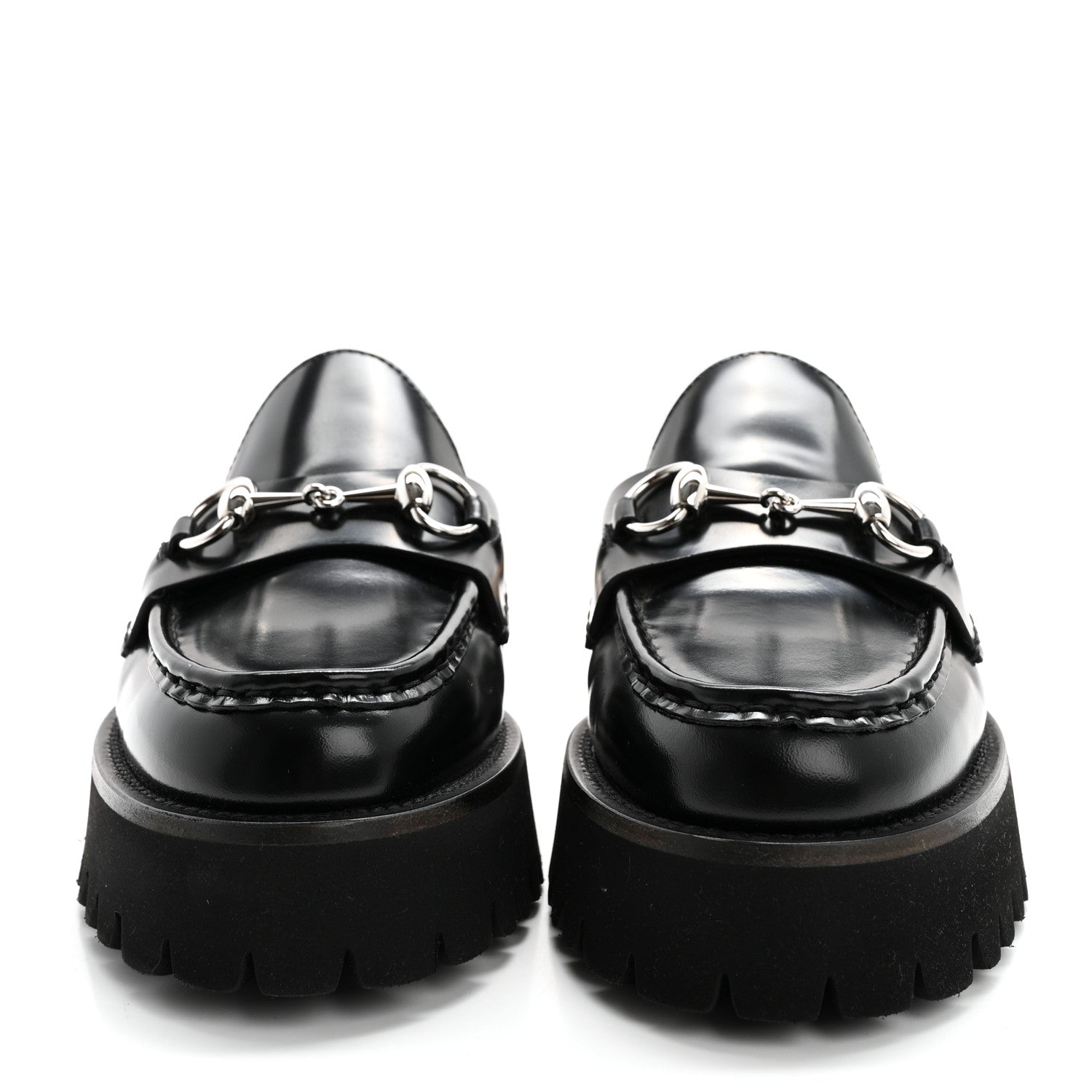 Gucci Cordovan Lux Womens Horsebit Platform Mules 37 Black 1618915