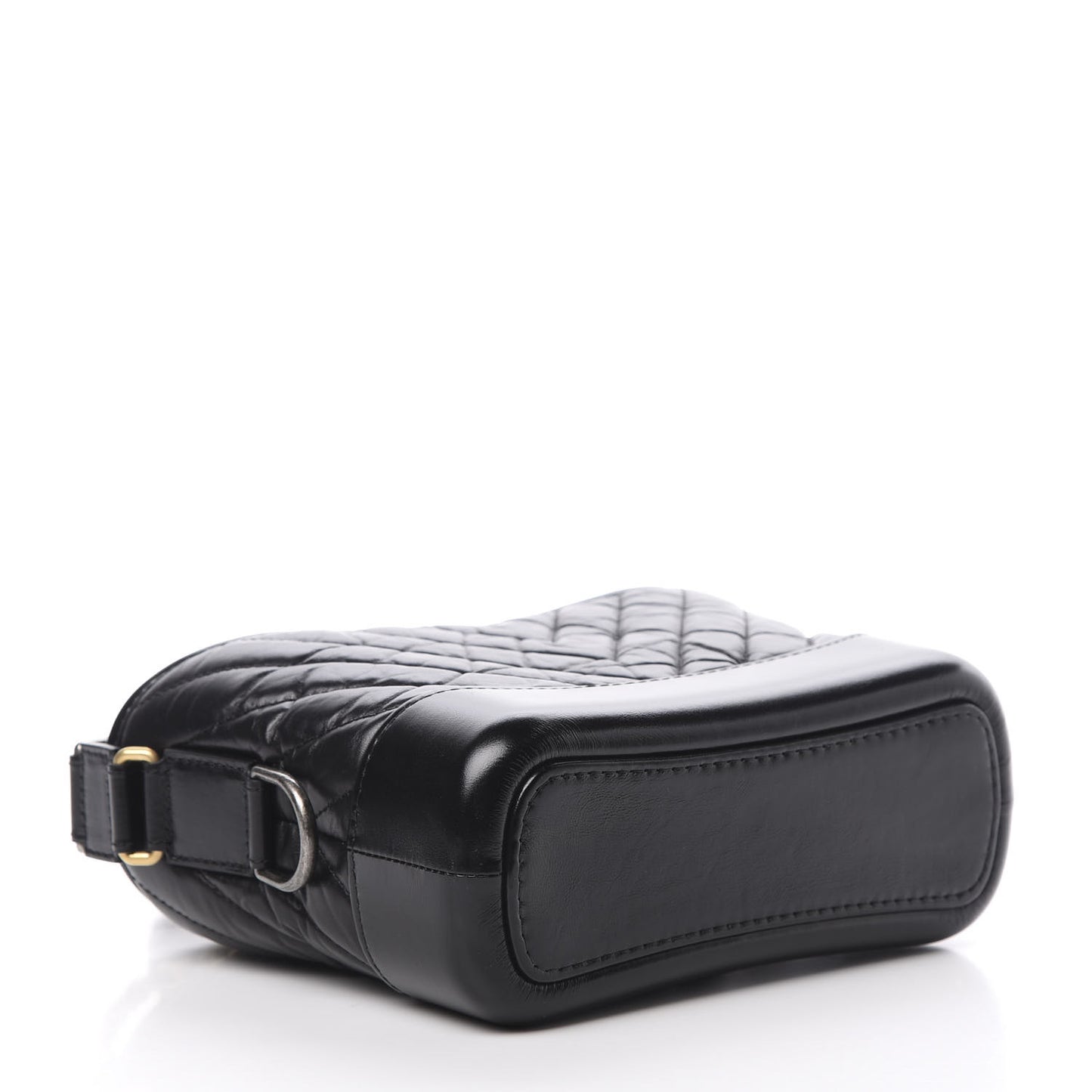 Aged Calfskin Chevron Quilted Small Gabrielle Hobo Black