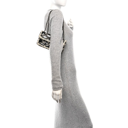 Chanel Tweed Patent Quilted Rectangular Flap Black White 2 of 9