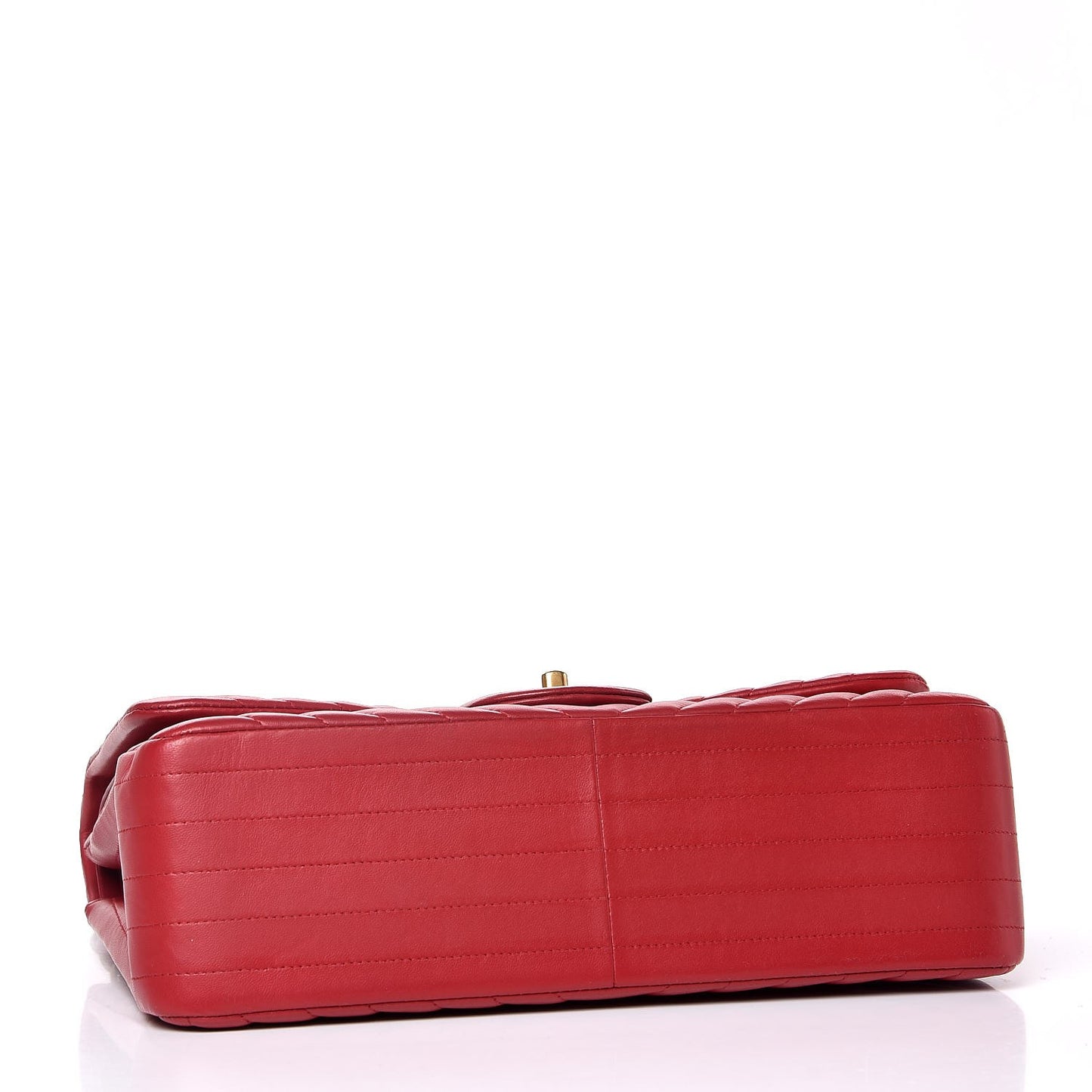 Lambskin Chevron Quilted Jumbo Double Flap Red