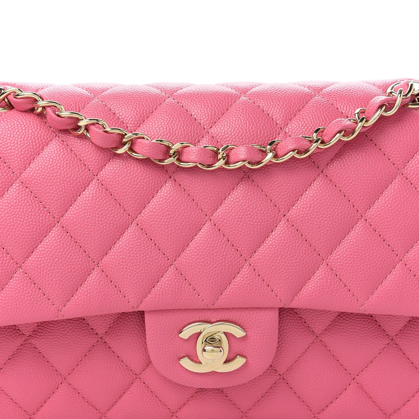 Caviar Quilted Medium Double Flap Pink