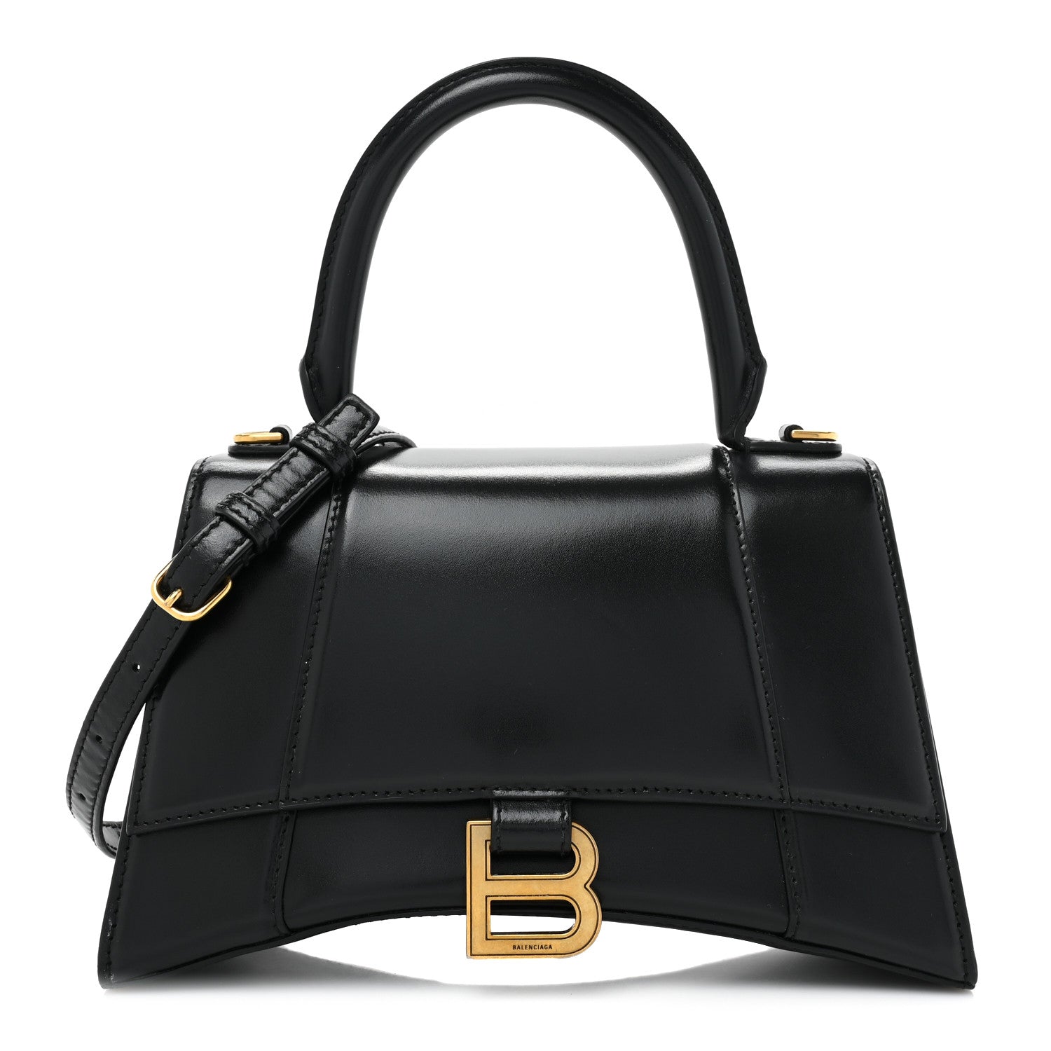 Balenciaga Shiny Box Calfskin Small Hourglass Top Handle Bag Black 1 of 15