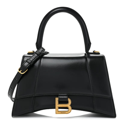 Balenciaga Shiny Box Calfskin Small Hourglass Top Handle Bag Black 1 of 15
