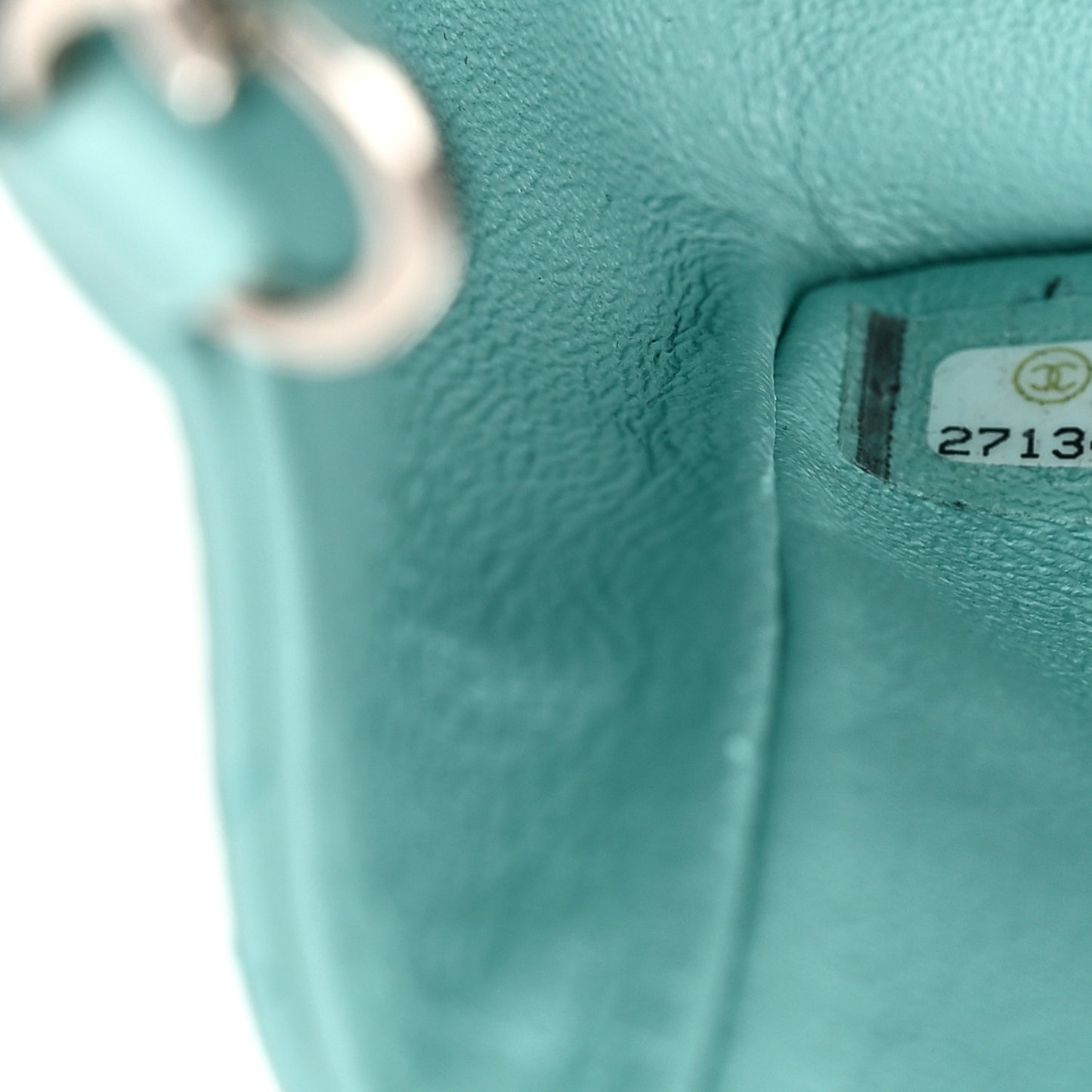 Lambskin Quilted Mini Rectangular Flap Light Blue