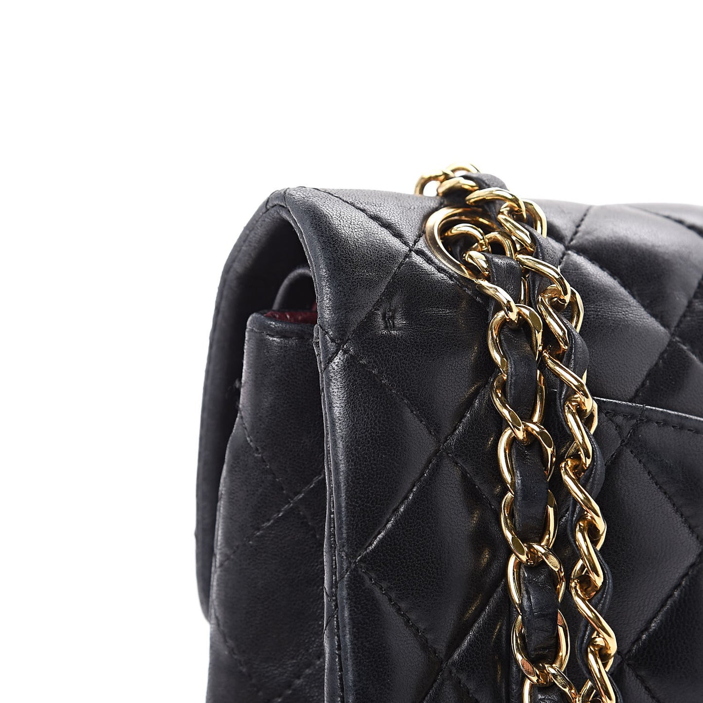 Lambskin Quilted Small Double Flap Black