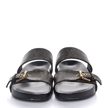 Louis Vuitton Monogram Bom Dia Mule Sandals 36 Black 2 of 9