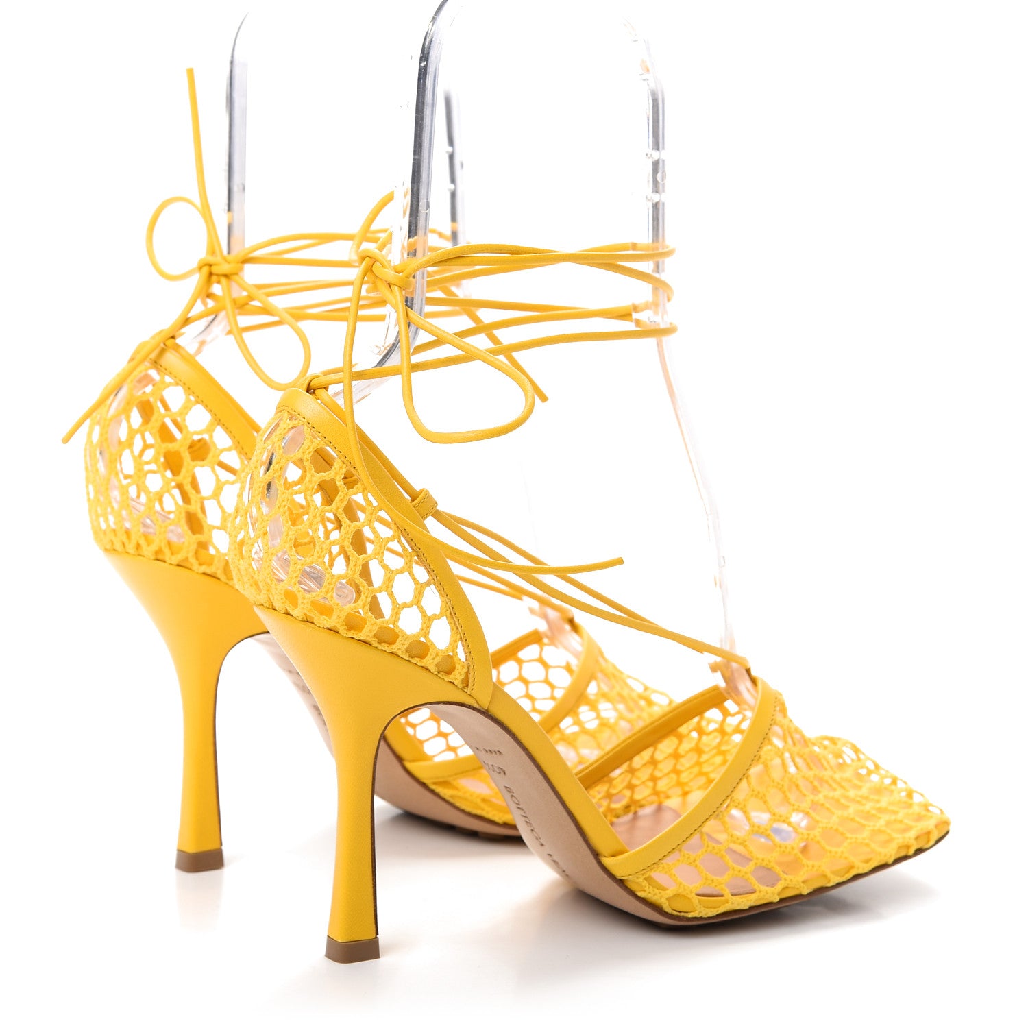 Bottega Veneta Mesh Nappa Stretch Ankle Tie Sandals 40.5 Egg Yolk 4 of 9
