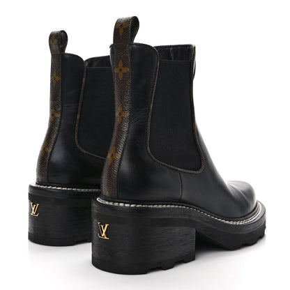 Louis Vuitton Calfskin Monogram Beaubourg Ankle Boots 37.5 Black 4 of 9