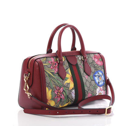 Gucci GG Supreme Monogram Flora Web Medium Ophidia Boston Red 4 of 12