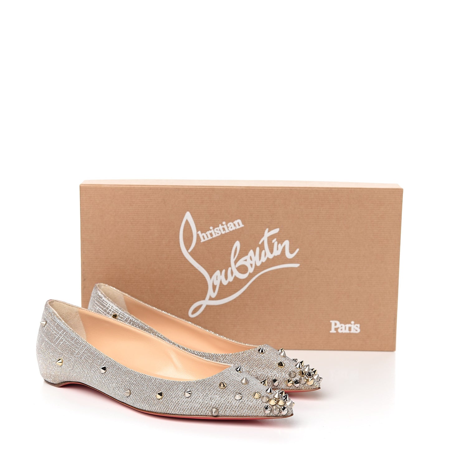 Metallic Glitter Fabric Degraspike Flats 38 Silver