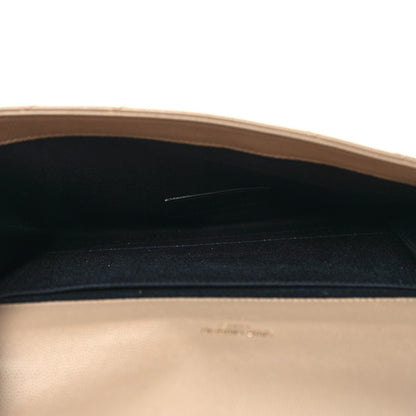 Saint Laurent Grain De Poudre Matelasse Chevron Monogram Envelope Clutch Dark Beige 5 of 10