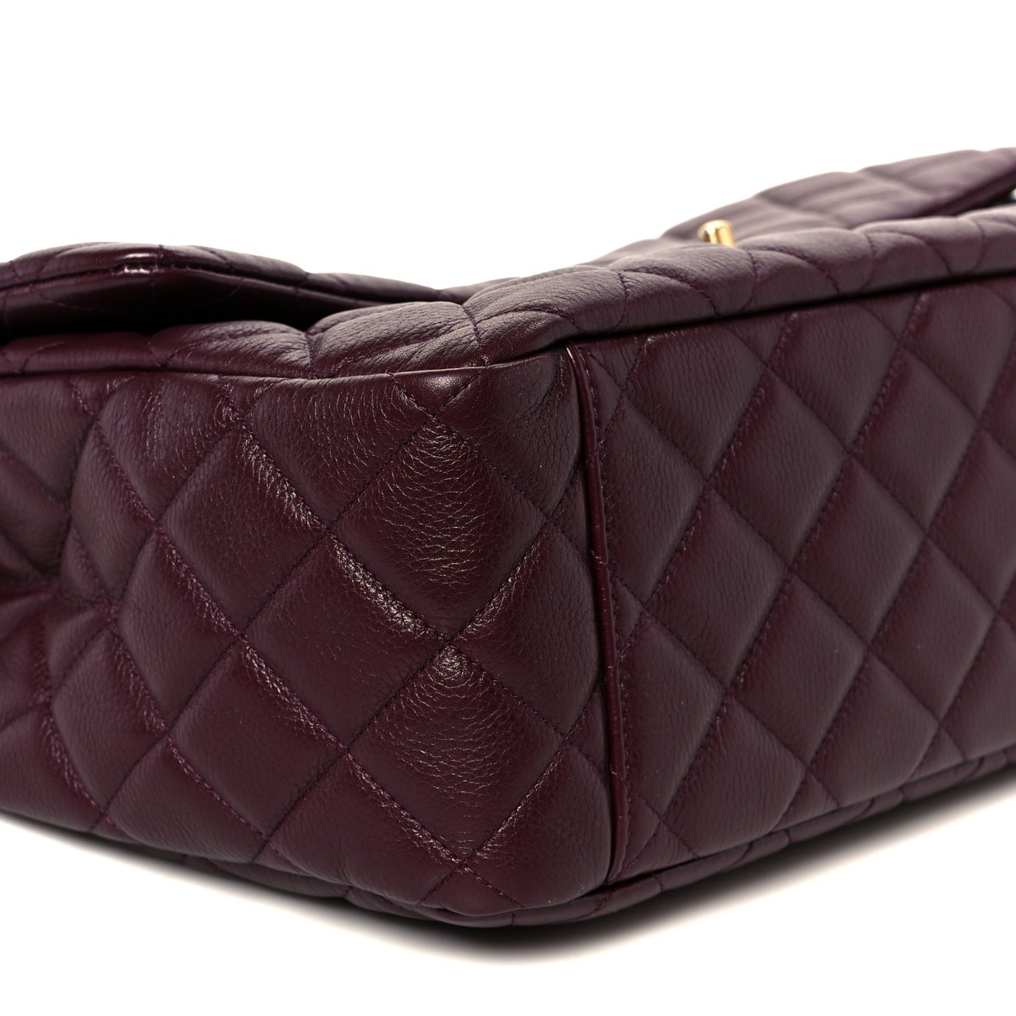 Grained Calfskin Quilted XXL Travel Flap Bag Burgundy