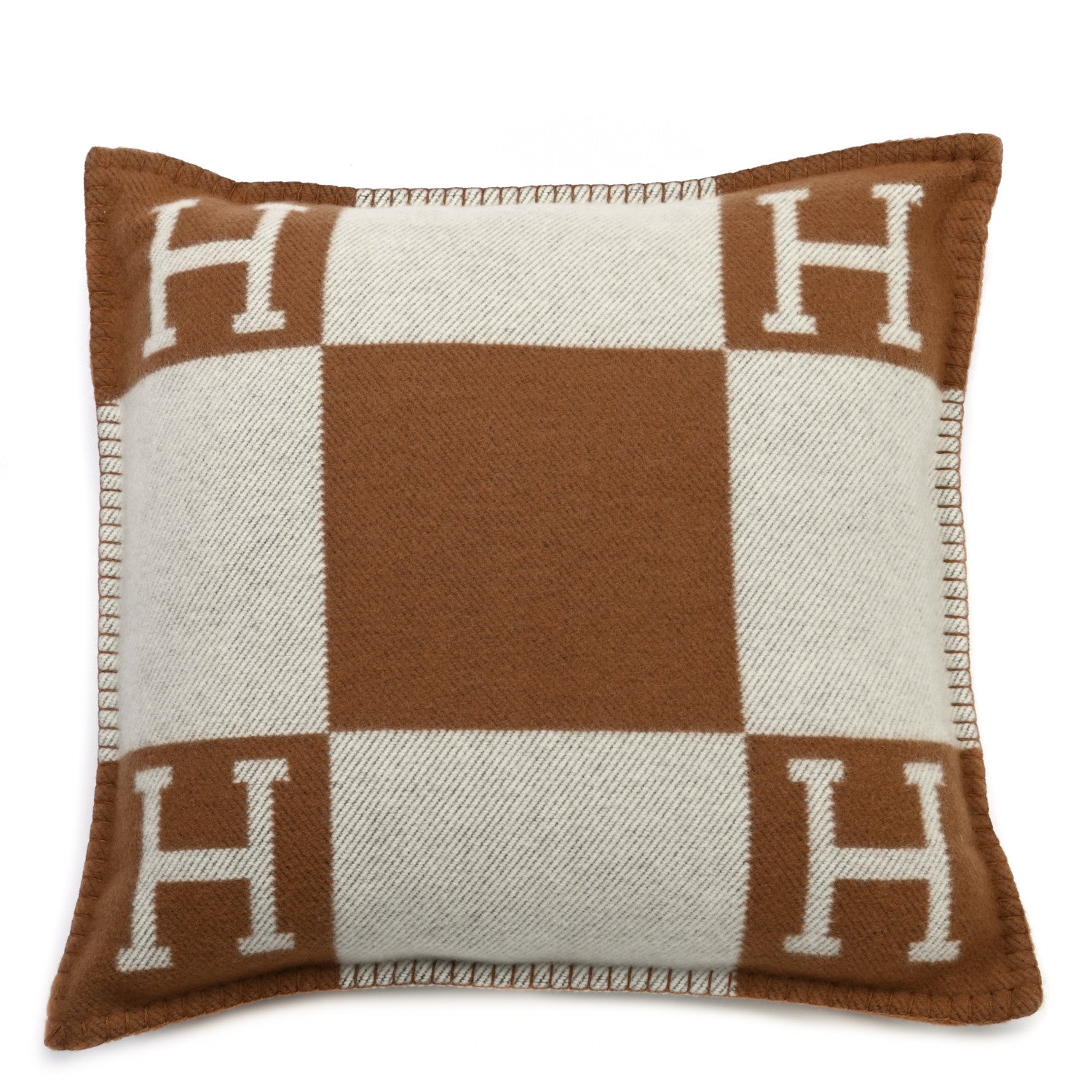Hermes Wool Cashmere Avalon Pillow PM Ecru Camel 1 of 3