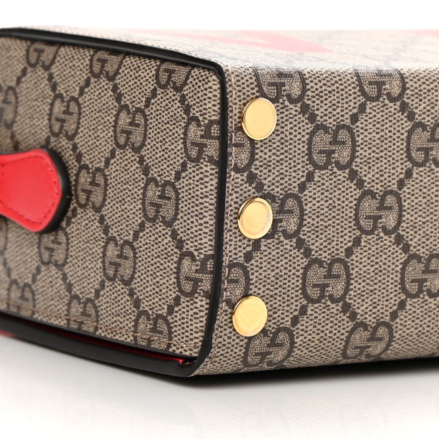 GG Supreme Monogram Moon Calfskin Love Valentines Day Padlock Case Beige Ebony New Geranium