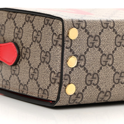 Gucci GG Supreme Monogram Moon Calfskin Love Valentines Day Padlock Case Beige Ebony New Geranium 10 of 12