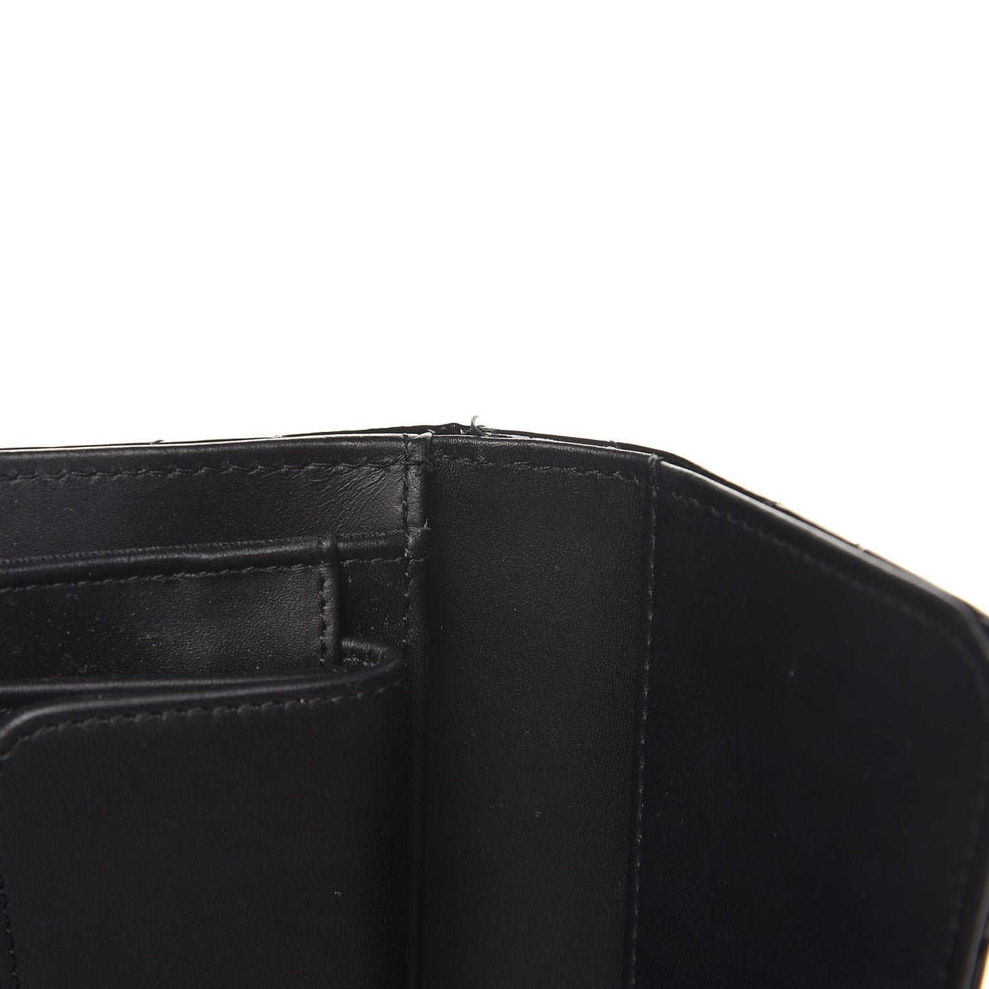 Patent Calfskin Quilted Large Flap Wallet Black