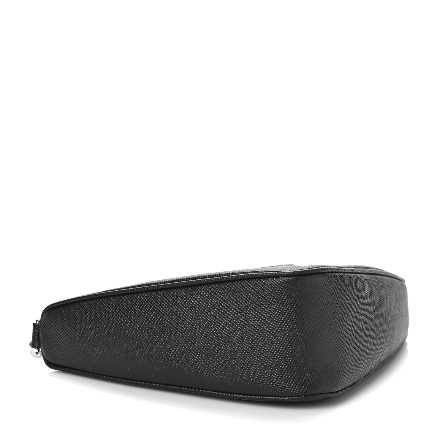 Saffiano Cuir Triangle Logo Embossed Triangle Wristlet Black