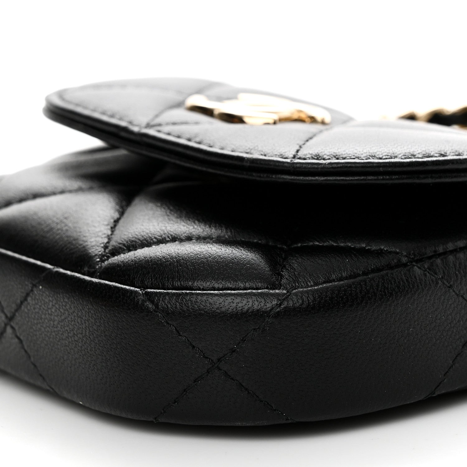 Chanel Lambskin Quilted Pearl Top Handle Clutch With Chain Black 11 of 11