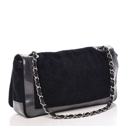 Chanel Terry Cotton PVC Perforated CC Flap Black 3 of 10