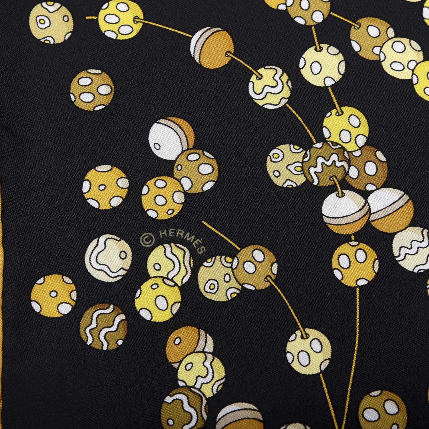 Hermes Silk Dancing Pearls Scarf 90 Black 2 of 5