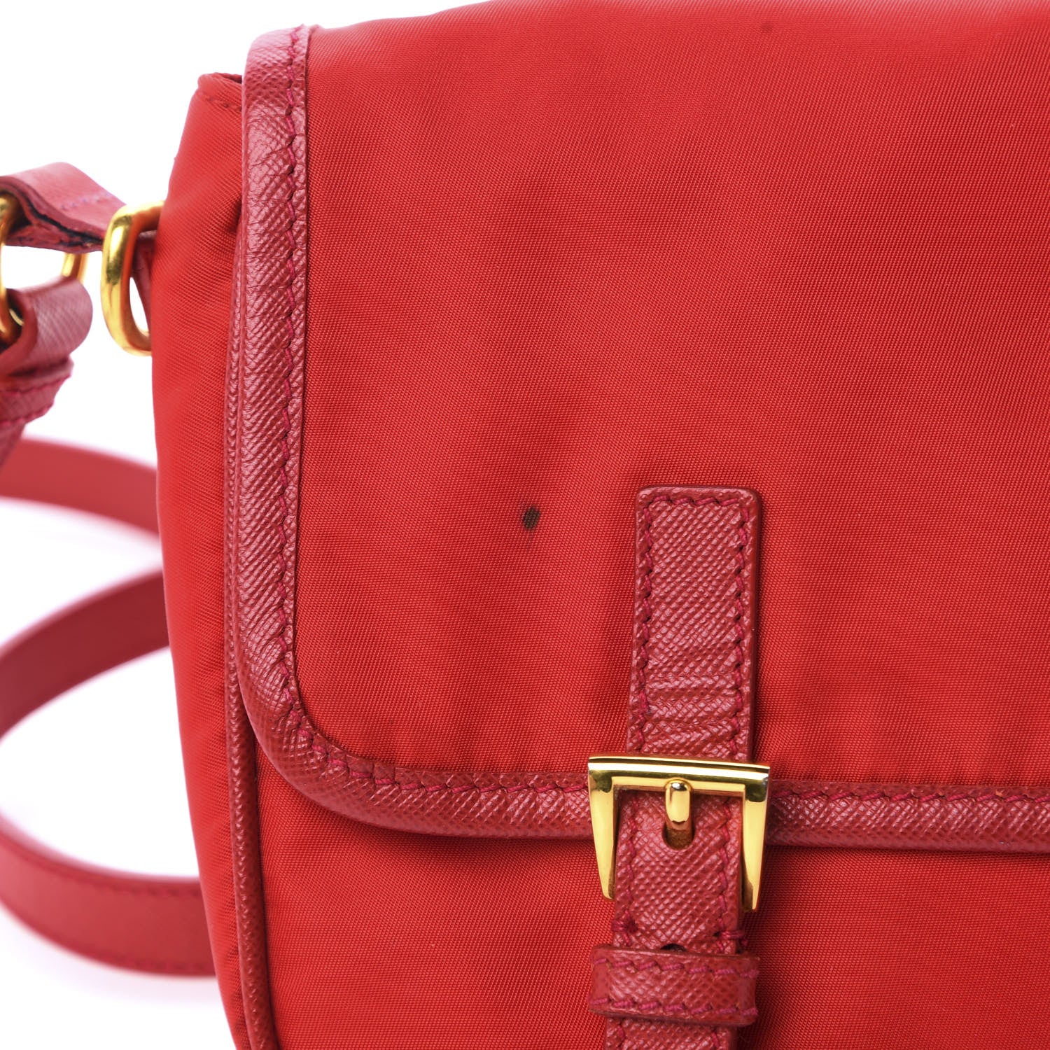 Prada Tessuto Nylon Saffiano Small Messenger Bag Red 11 of 15