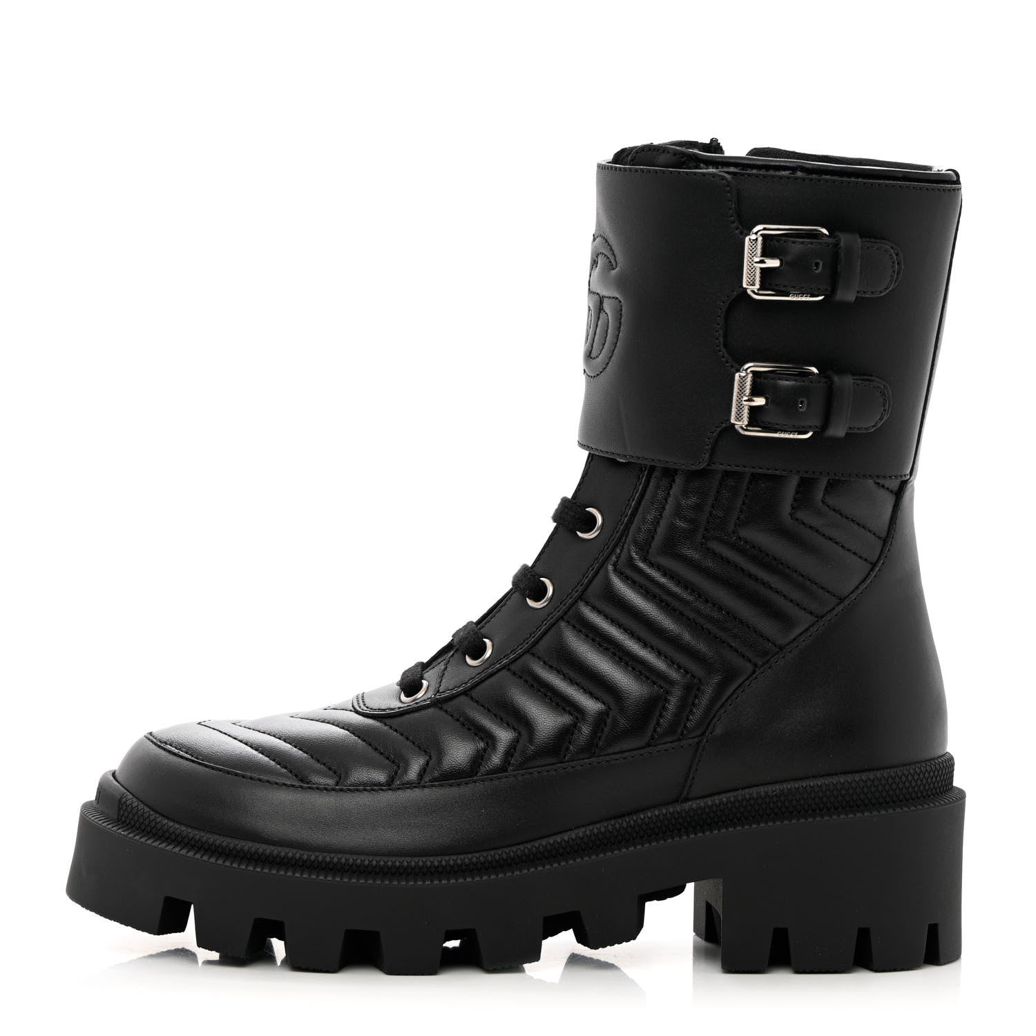 Gucci Nappa Frances GG Matelasse Platform Combat Boots 36 black 1 of 13