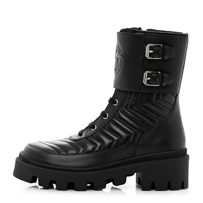 Gucci Nappa Frances GG Matelasse Platform Combat Boots 36 black 1 of 13