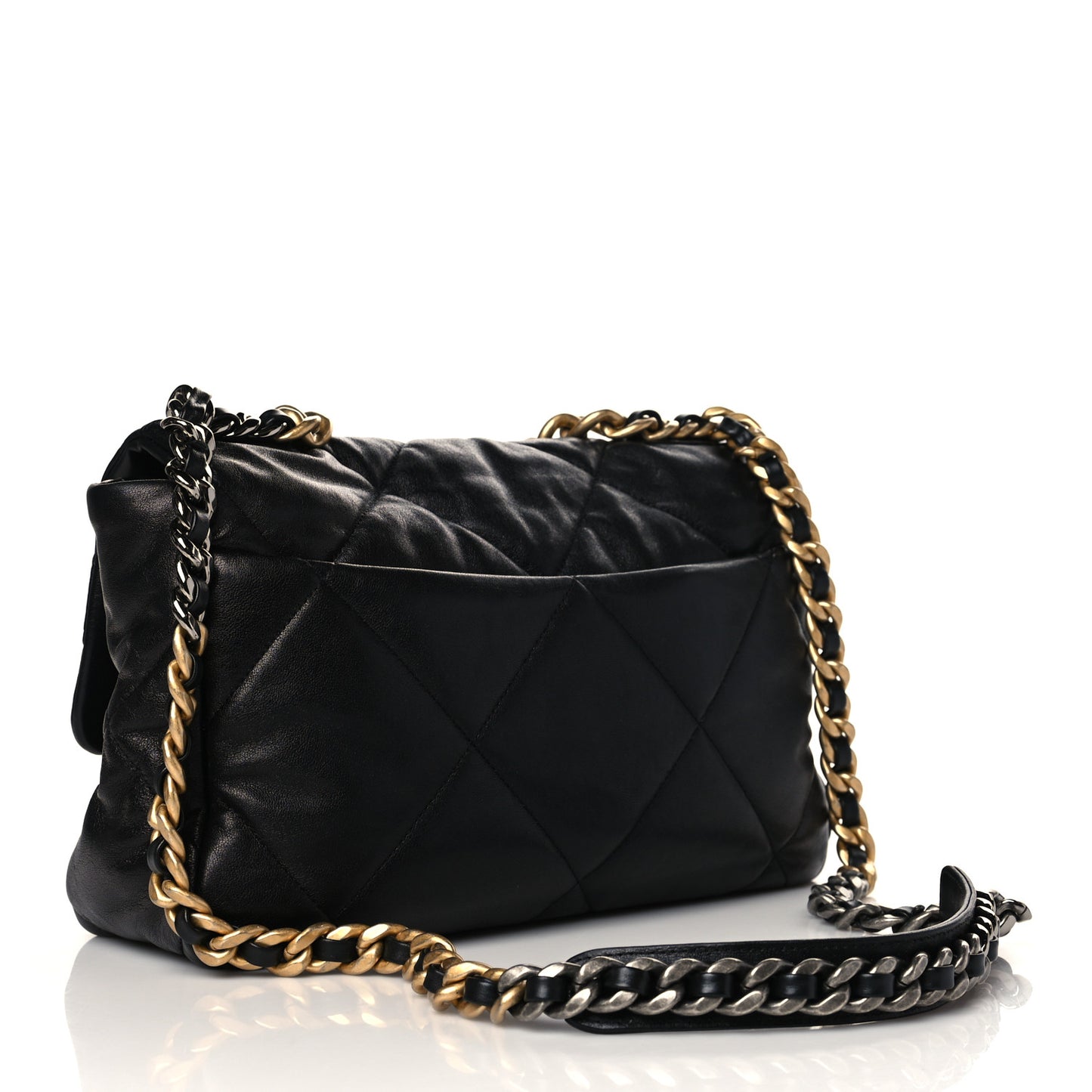 Goatskin Quilted Large Chanel 19 Flap Black