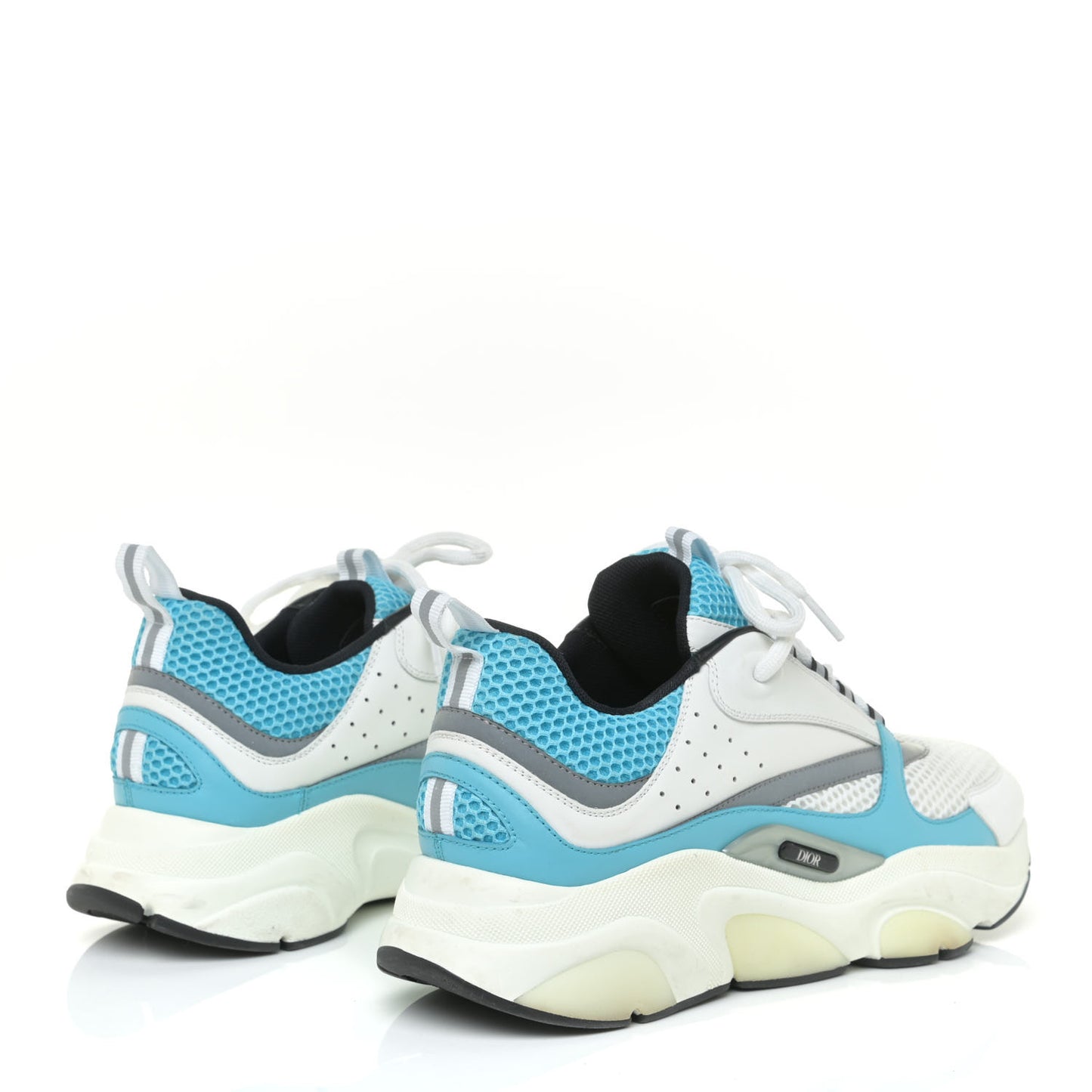Technical Mesh Calfskin Mens B22 Sneakers 43 White Blue Grey