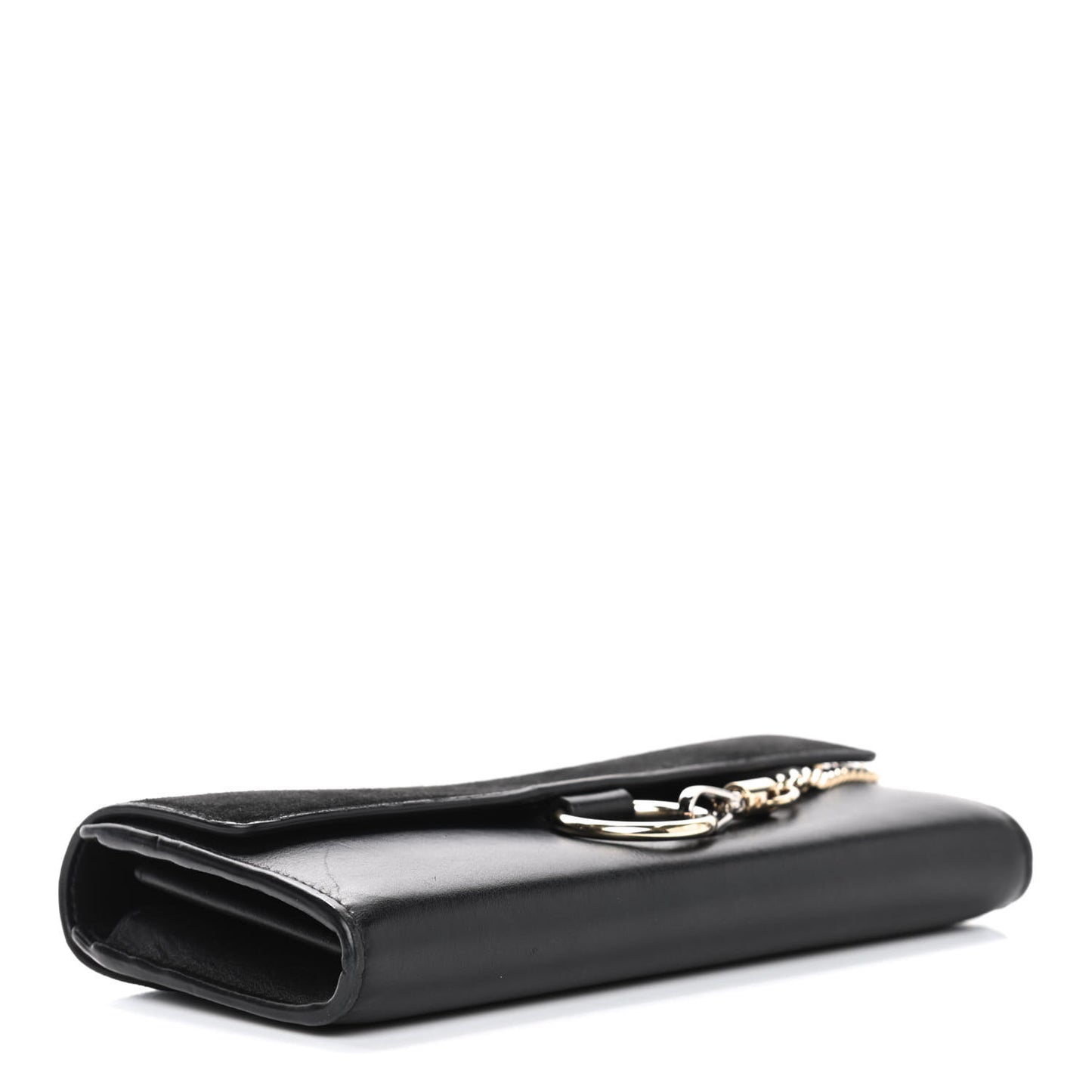Suede Calfskin Faye Wallet Black