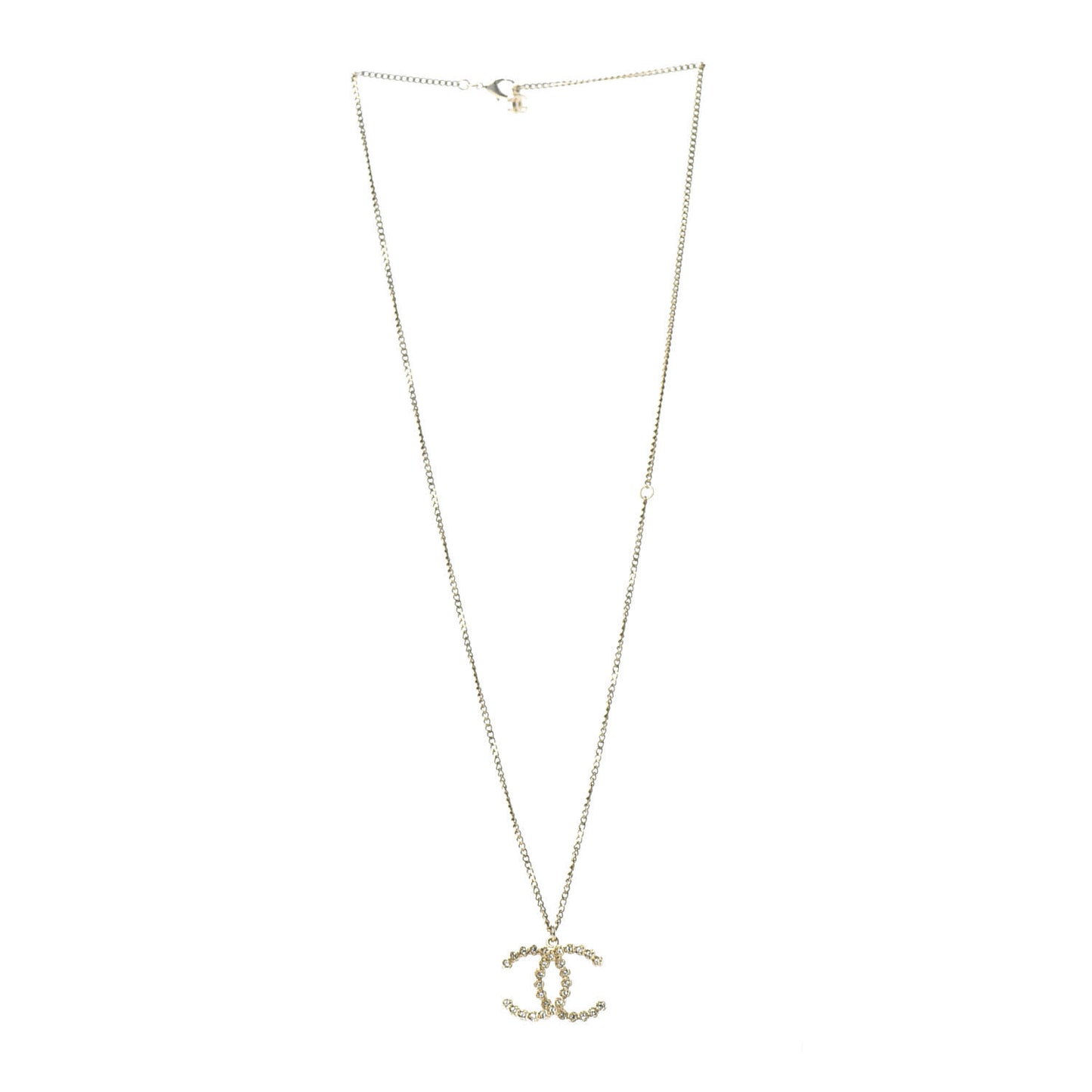 Crystal CC Pendant Necklace Gold
