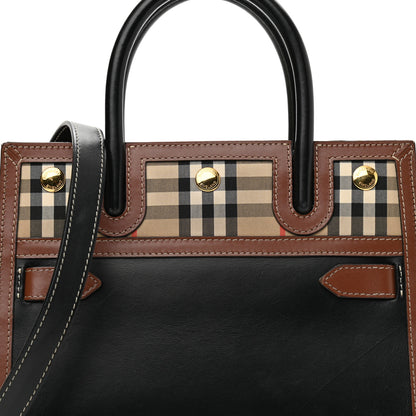 Burberry Calfskin Vintage Check Mini Two Handle Title Bag Black 6 of 10