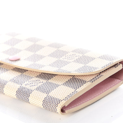 Louis Vuitton Damier Azur Emilie Wallet Rose Ballerine 5 of 8