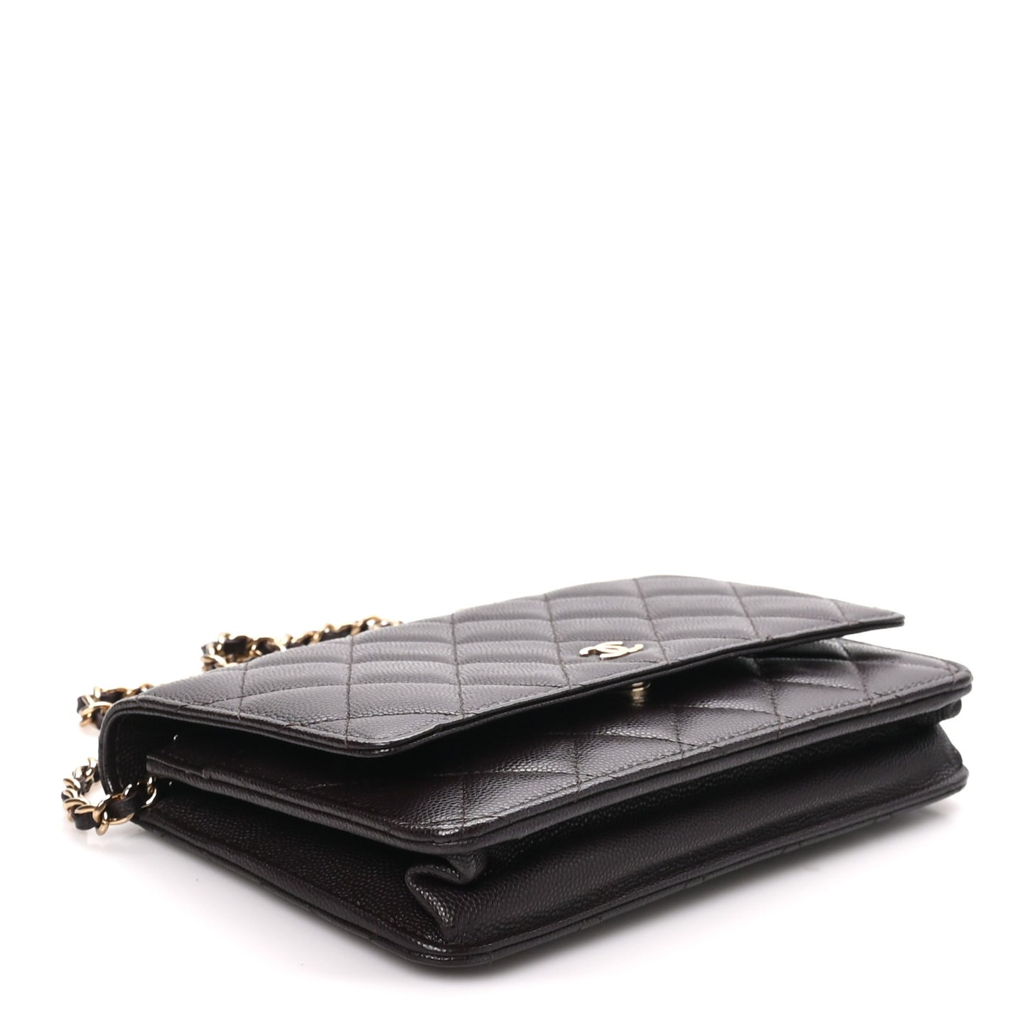 Caviar Quilted Wallet on Chain WOC Dark Brown
