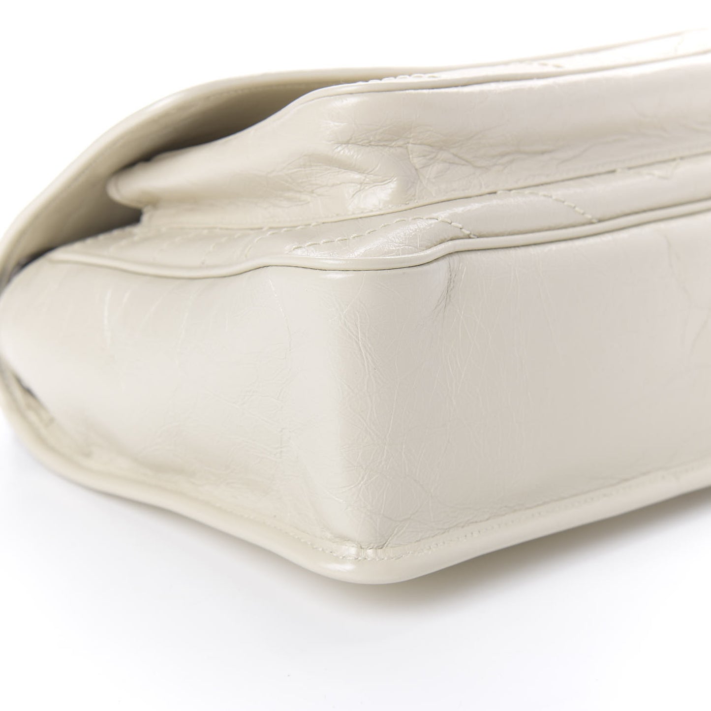 Crinkled Calfskin Matelasse Monogram Medium Niki Chain Satchel Ivory