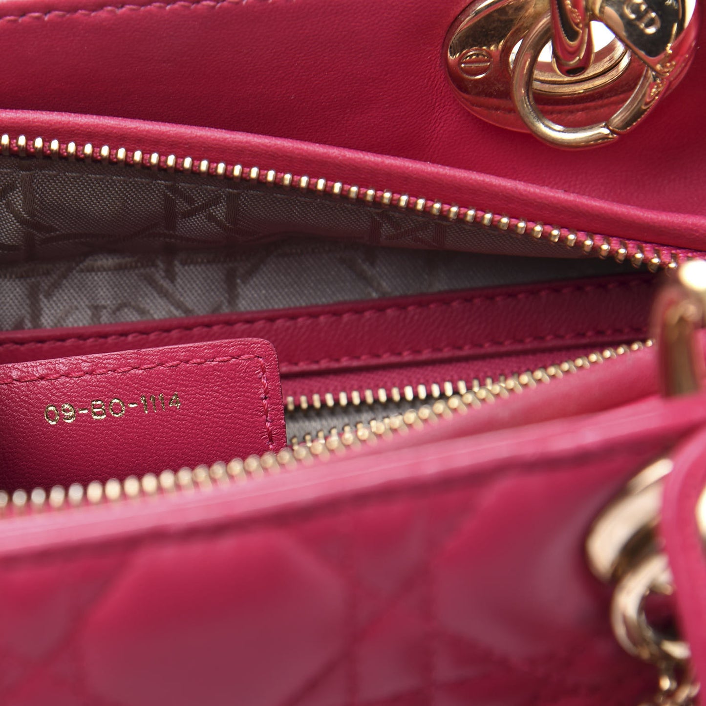 Lambskin Cannage Medium Lady Dior Fuchsia