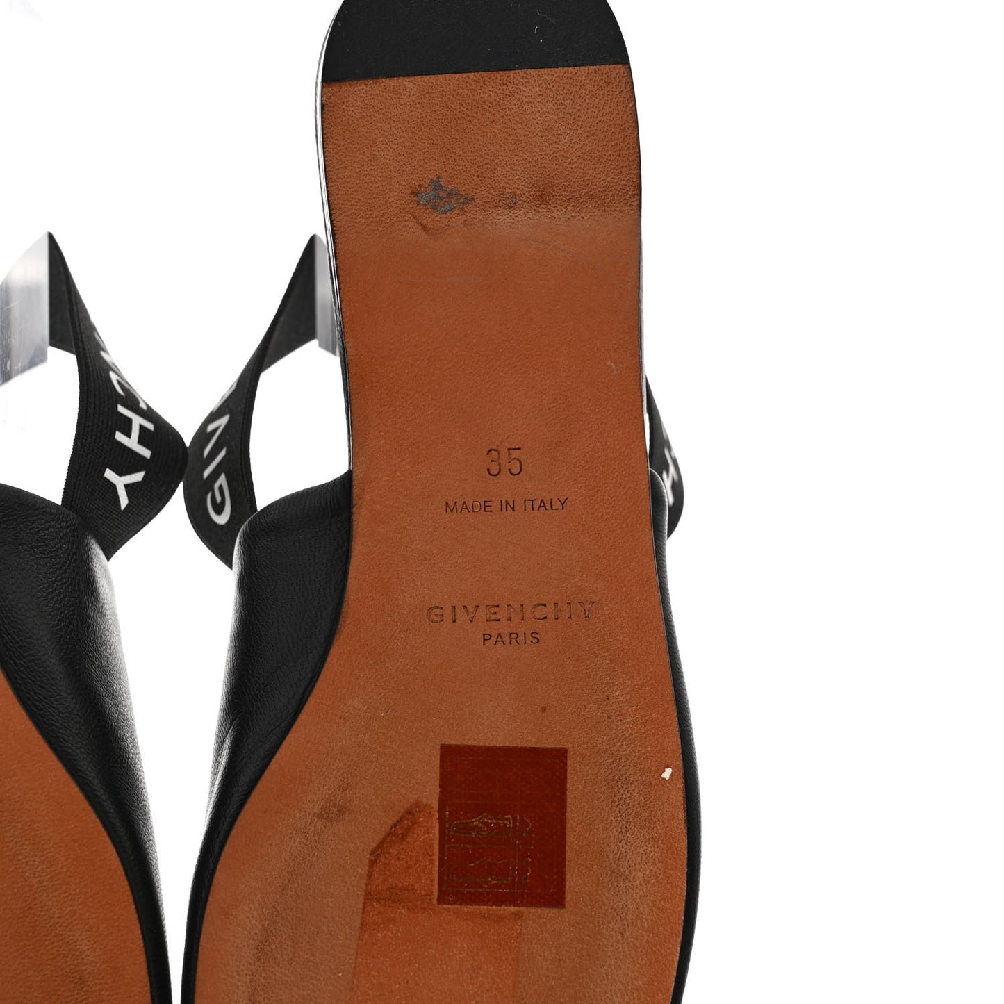 Nappa Rivington Logo Slingback Flat 35 Black Silver
