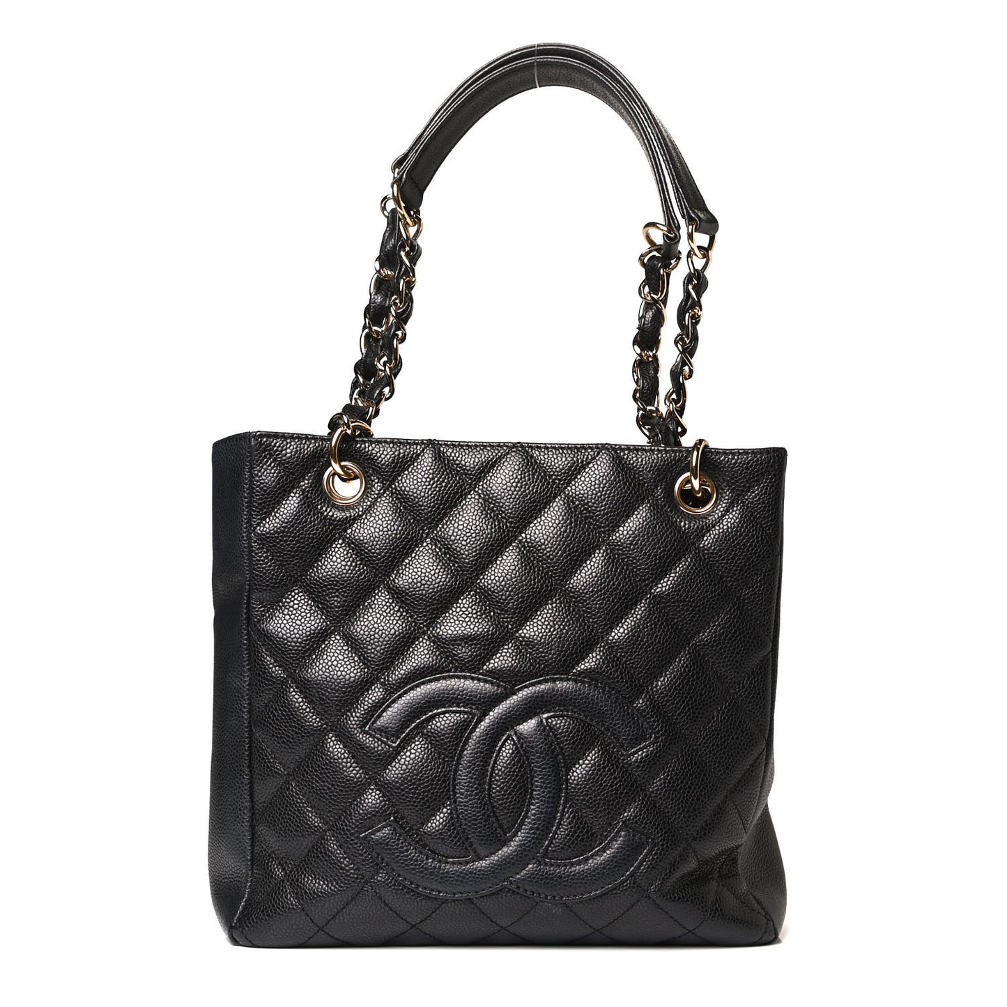 Caviar Quilted Petit Shopping Tote PST Black