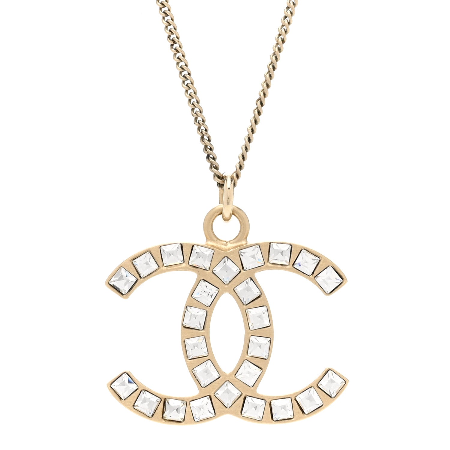 Chanel Baguette Crystal CC Necklace Light Gold 4 of 6