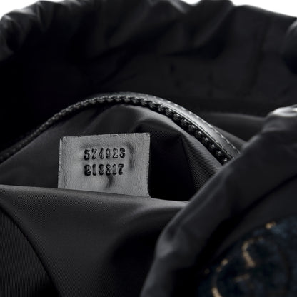 Gucci Velvet GG Monogram Web Medium Double Buckle Backpack Blue Beige Black 7 of 9